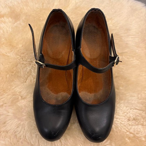 Black leather flamenco shoes - leather,